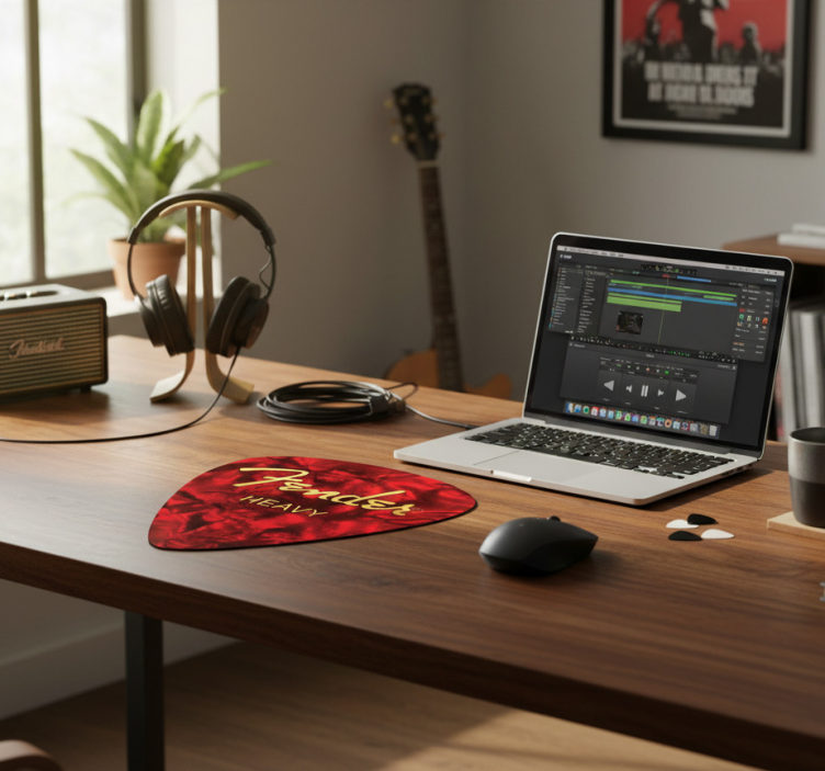Red fender guitar pick mousepad - TenStickers