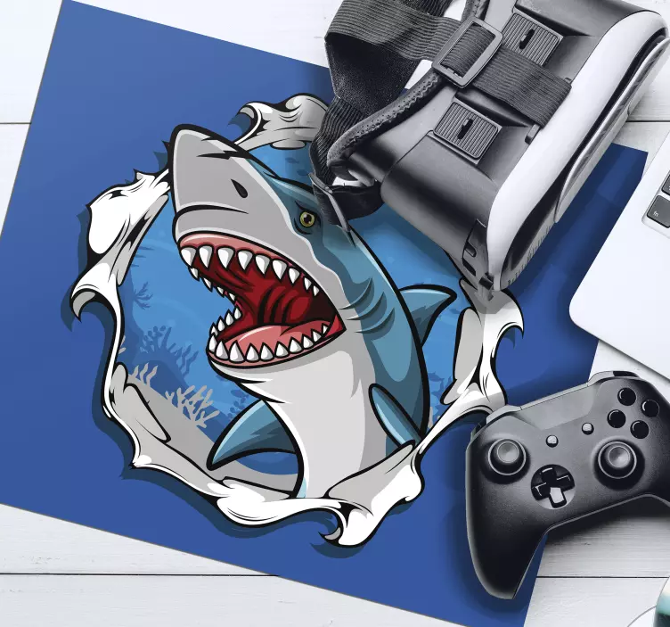 Shark breaking waves gaming mouse pad - TenStickers
