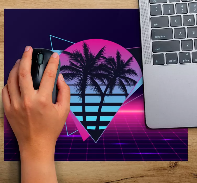 Vaporwave style palm tree original mouse pad - TenStickers