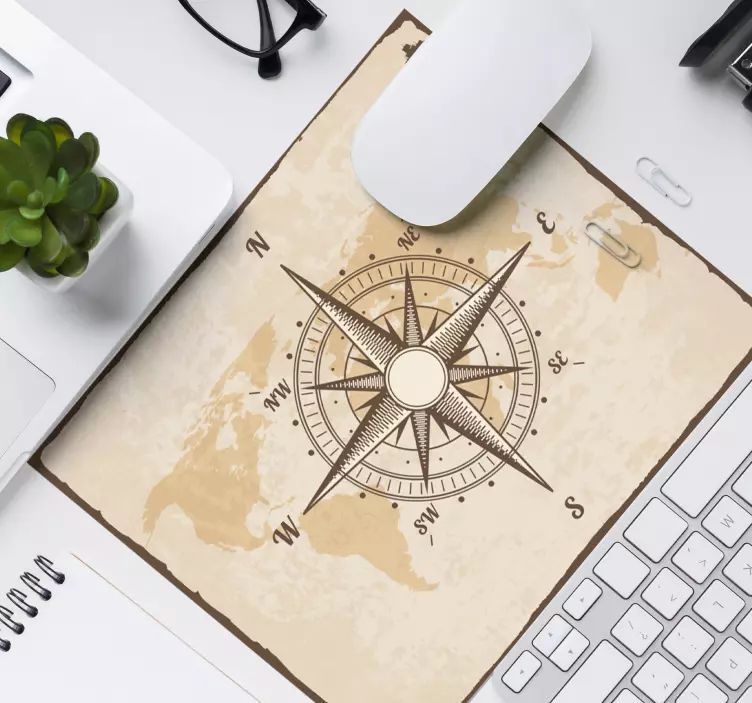 Vintage compass with world map mouse pad - TenStickers