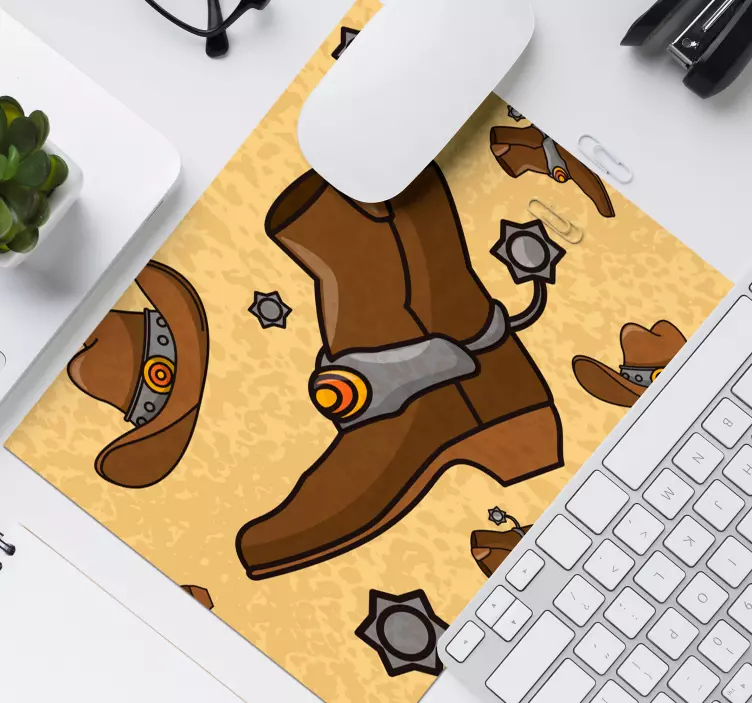 Western themed boot gaming mouse pad - TenStickers