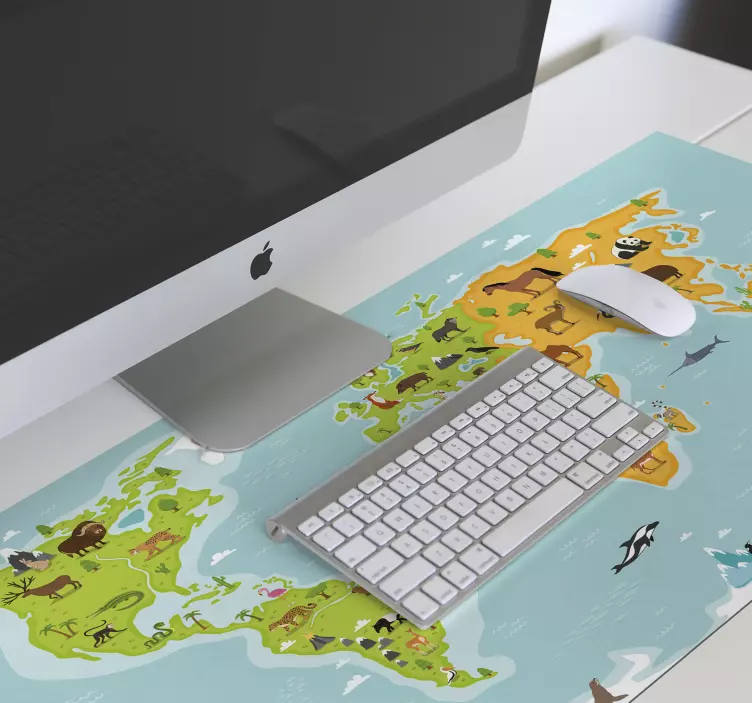World map mouse pad colorful animal map - TenStickers