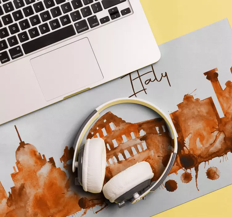 World map mouse pad italian skyline watercolor - TenStickers