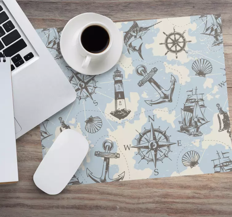 World map mouse pad nautical adventure design - TenStickers