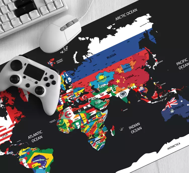 World map mouse pad vibrant global design - TenStickers