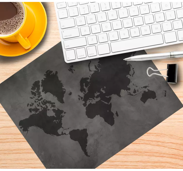 Worldmap grey tones world map mouse pad - TenStickers