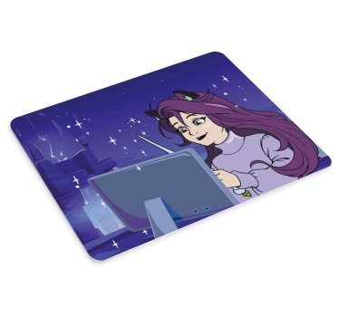 Anime mousepad girl using tablet - TenStickers