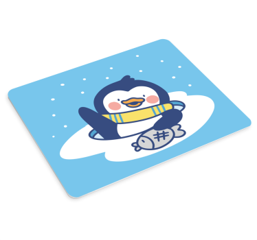 Anime mousepad penguin with fish design - TenStickers