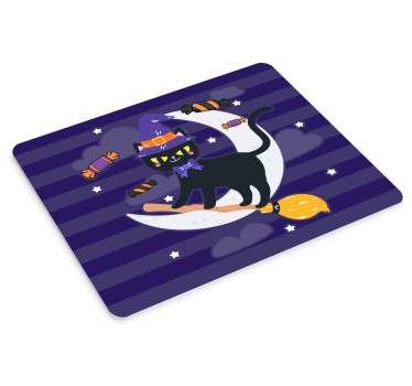 Anime mouse pad black cat on broom - TenStickers