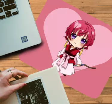 Anime mousepad chibi character with heart - TenStickers