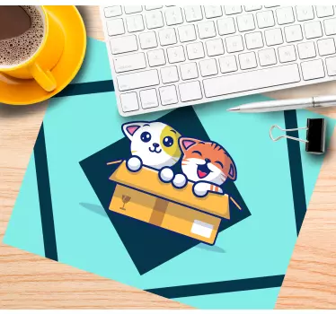 Anime mousepad cute cats at play - TenStickers