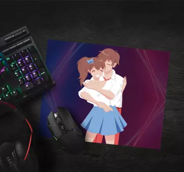 Anime mousepad cute couple embrace - TenStickers