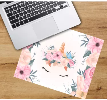 Anime mousepad floral unicorn face - TenStickers