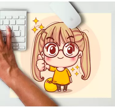Anime mousepad with joyful cartoon character - TenStickers