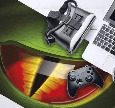 Green close up dragon eye anime mouse pad - TenStickers