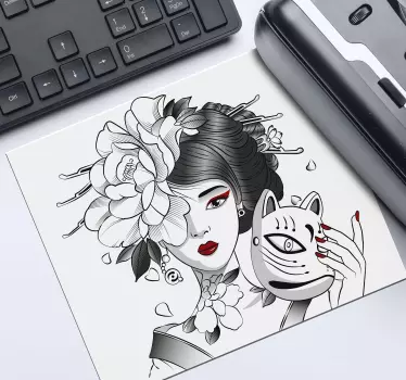 Japanese girl with gothic mask anime mouse pad - TenStickers
