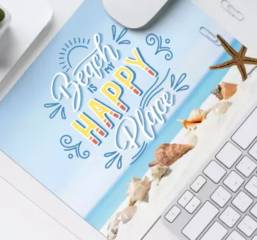 Mouse pad quotes beach happiness inspiration - TenStickers