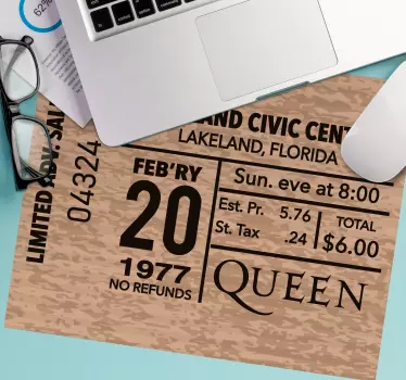 Mouse pad quotes vintage event ticket - TenStickers