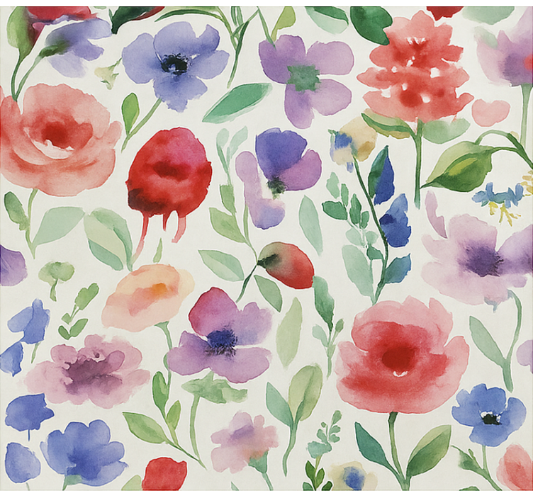Vibrant watercolor floral living room blind - TenStickers