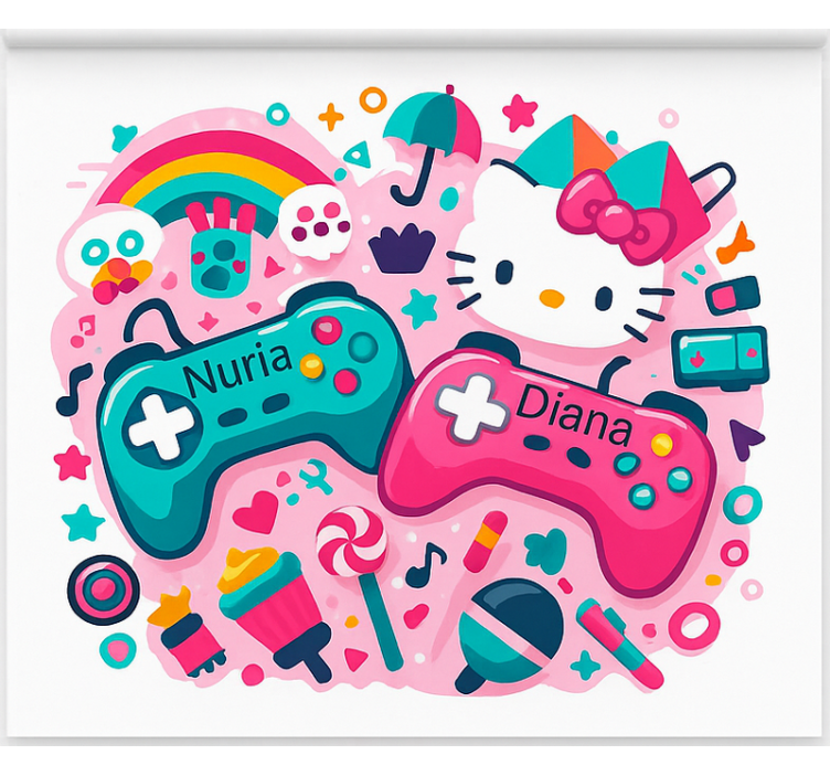 Custom kitty controllers gamer roller blind - TenStickers