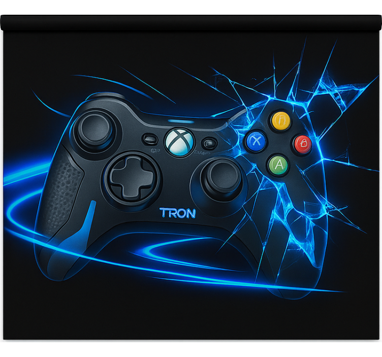 Shattered neon blue controller  gamer roller blind - TenStickers