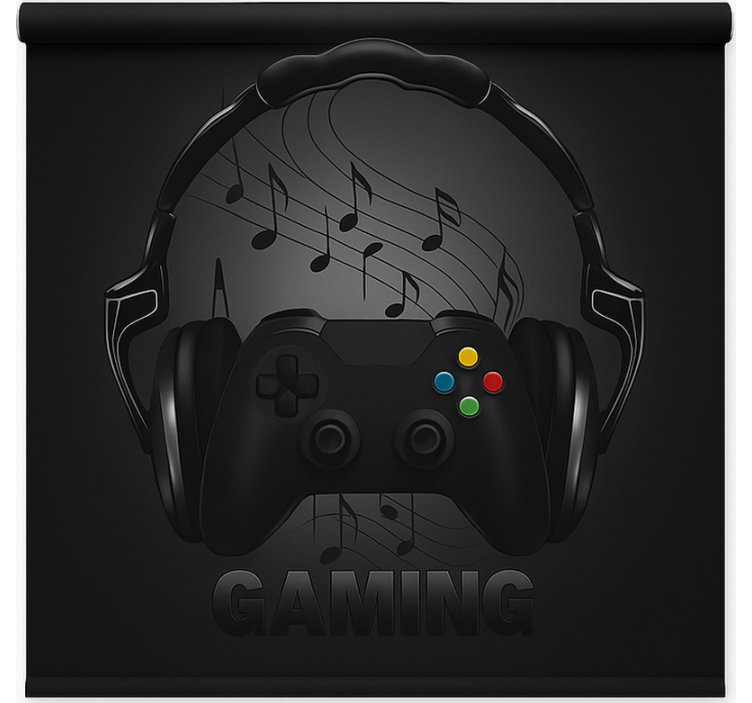Monochrome headphone wearing controller  gamer roller blind - TenStickers