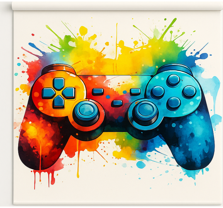 Bright paint splash controller gamer roller blind - TenStickers