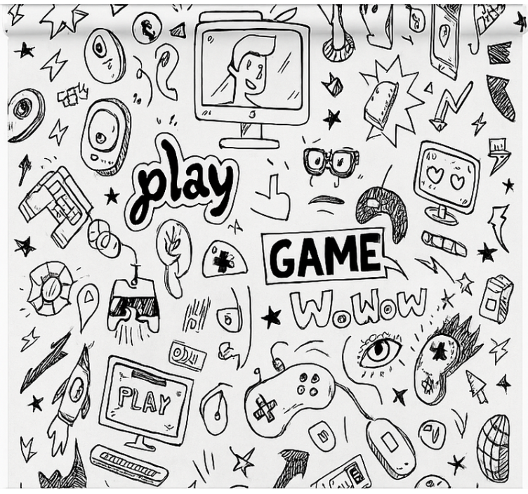 Black white gaming design gamer roller blind - TenStickers