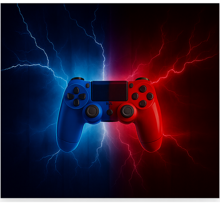 Red blue electric controller  gamer roller blind - TenStickers