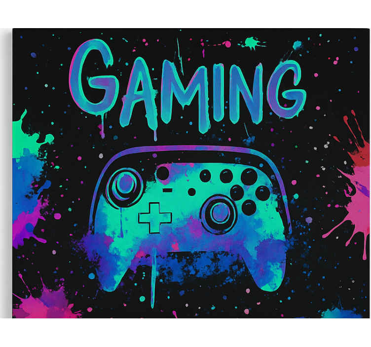 Neon splash paint controllers gamer roller blind - TenStickers