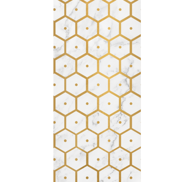 Kitchen roller blind in hexagonal gold marble pattern - TenStickers