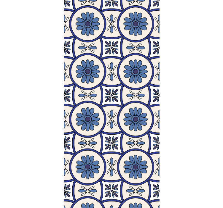 Kitchen roller blind blue flower portuguese tile - TenStickers