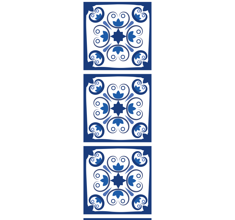 Kitchen roller blind with typical beautiful blue tiles - TenStickers