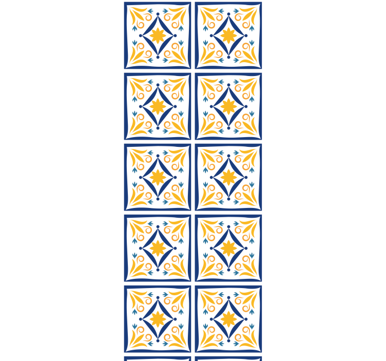 Kitchen roller blind in blue and yellow portuguese tile - TenStickers