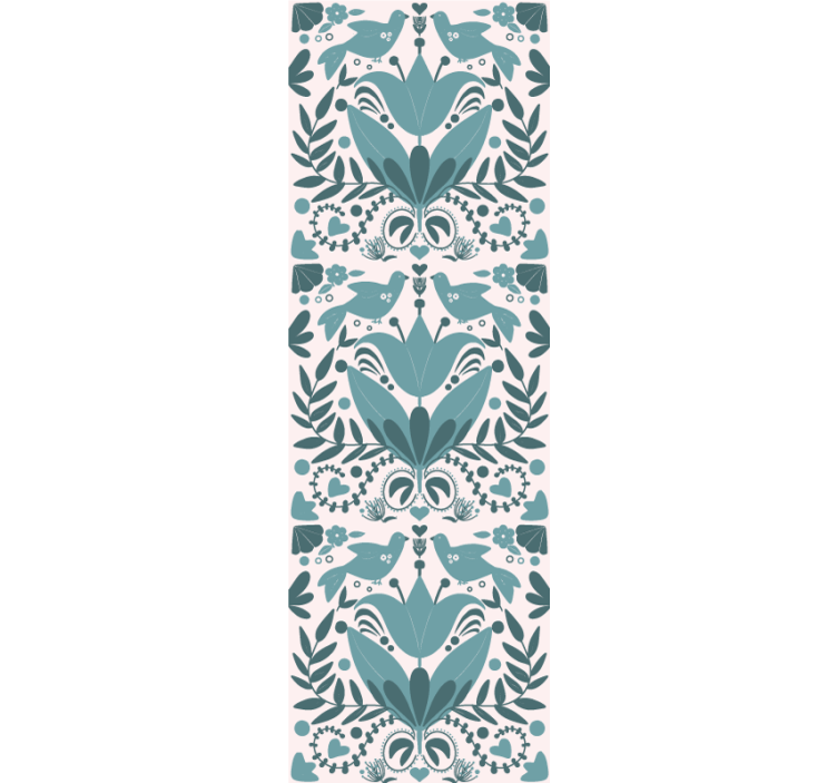 Kitchen roller blind in blue folk art with birds - TenStickers