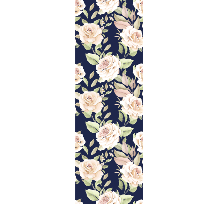 Kitchen roller blind with vintage rose pattern on blue - TenStickers