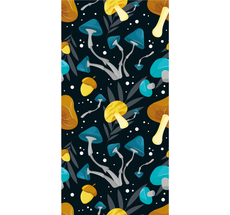 Kitchen roller blind with blue and yellow mushroom pattern - TenStickers