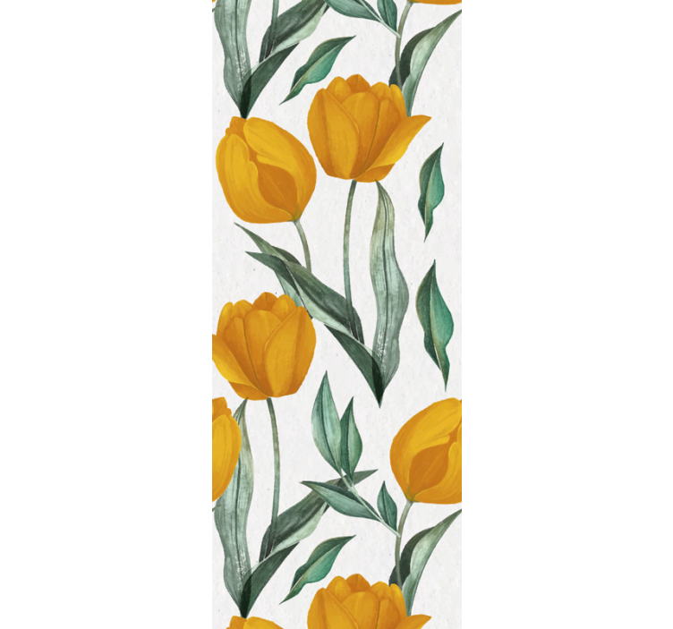 Dining room roller blind with yellow tulip pattern - TenStickers