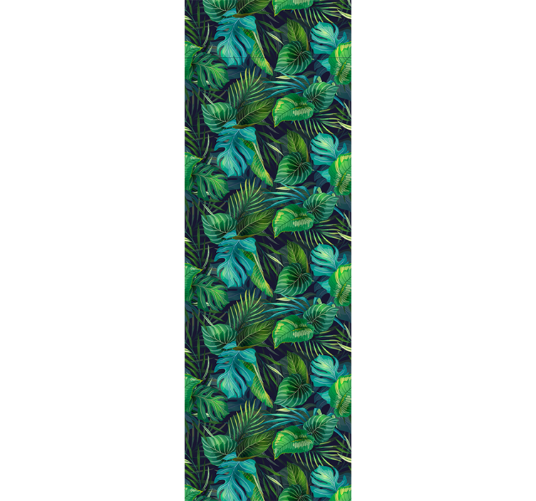 Roller blind office green leaves realistic pattern - TenStickers