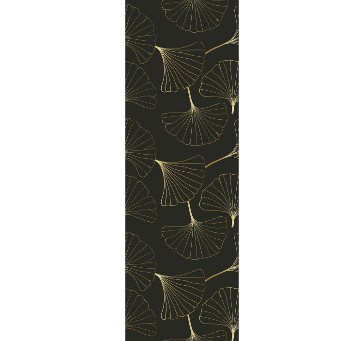Roller blind office ginkgo leaves charcoal gold - TenStickers