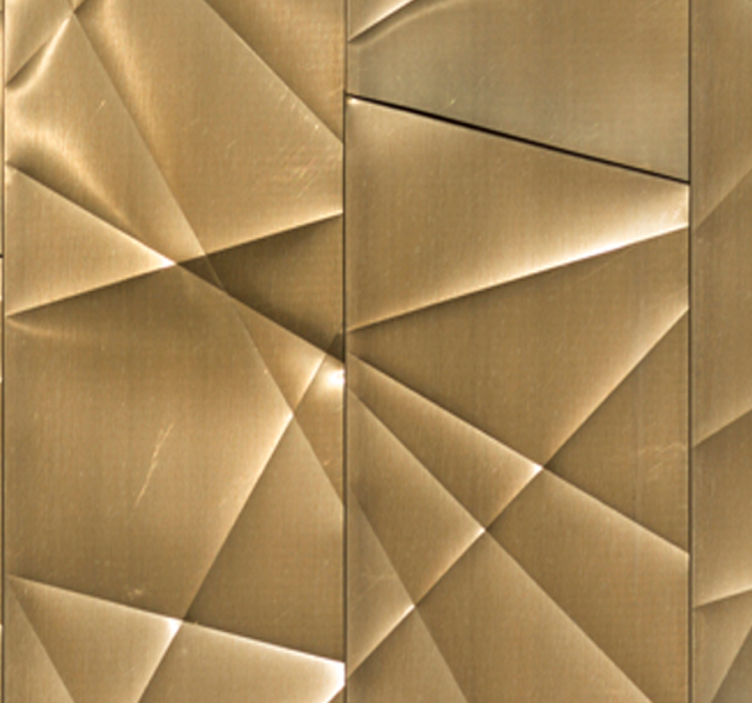 Roller blind office 3d golden polygon design - TenStickers