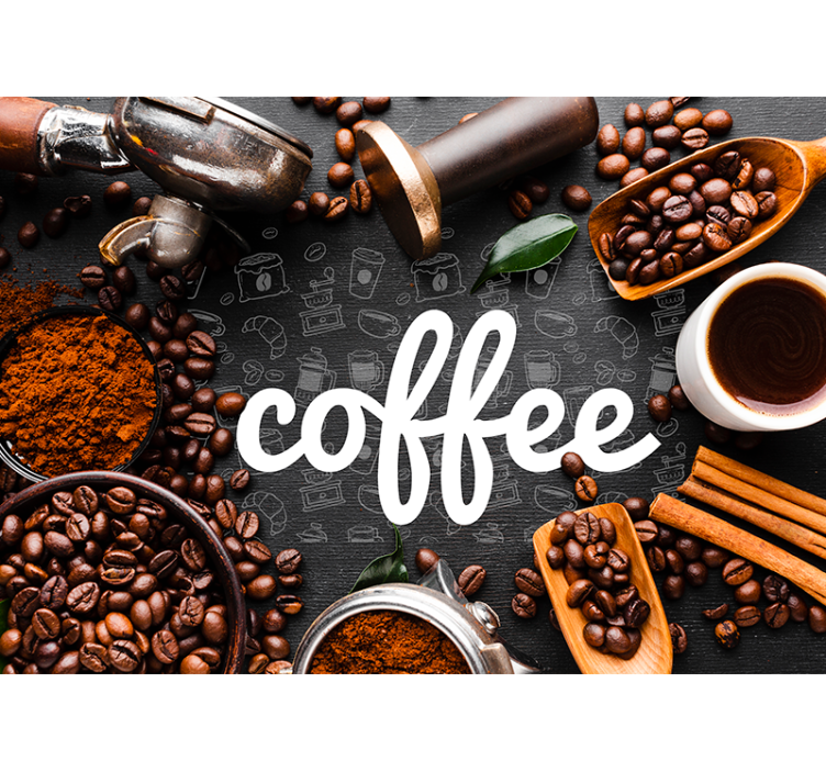 Kitchen roller blind coffee ingredients and utensils - TenStickers