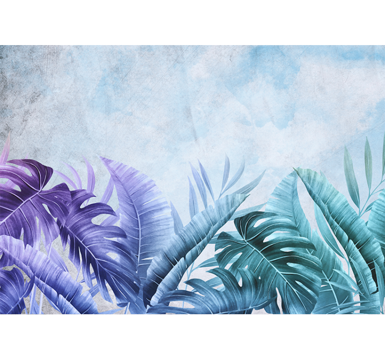 Kitchen roller blind with blue and purple plants - TenStickers