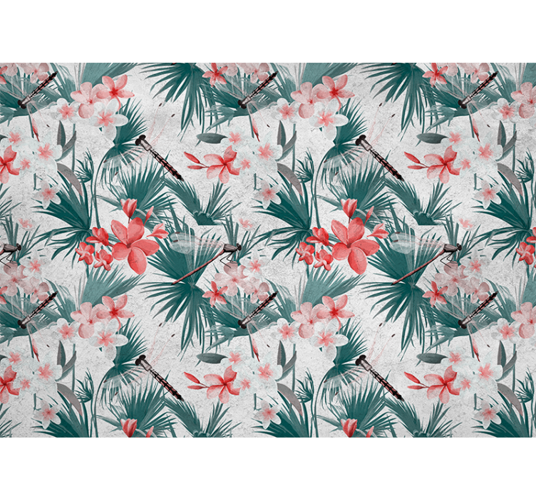 Kitchen roller blind with tropical plants and flowers - TenStickers