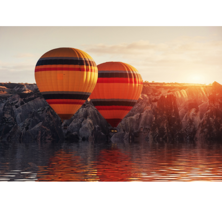 Kitchen roller blind with hot air balloons over lake - TenStickers