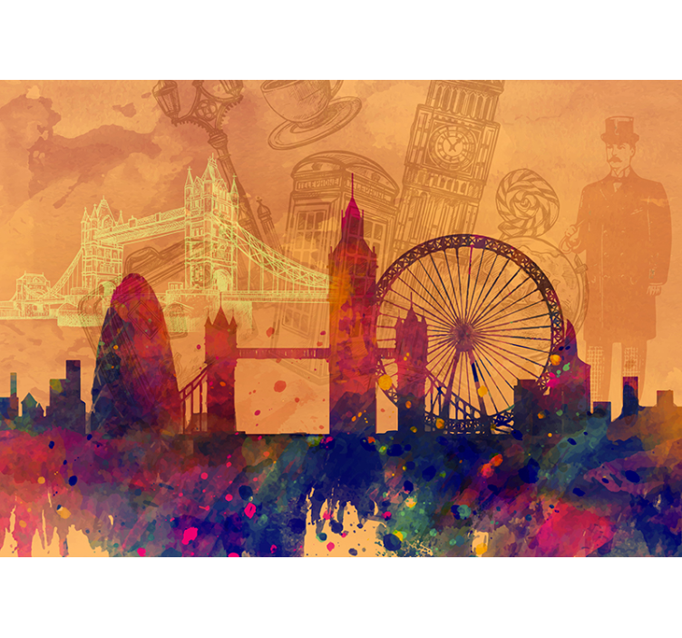 Kitchen roller blind historic skyline design - TenStickers