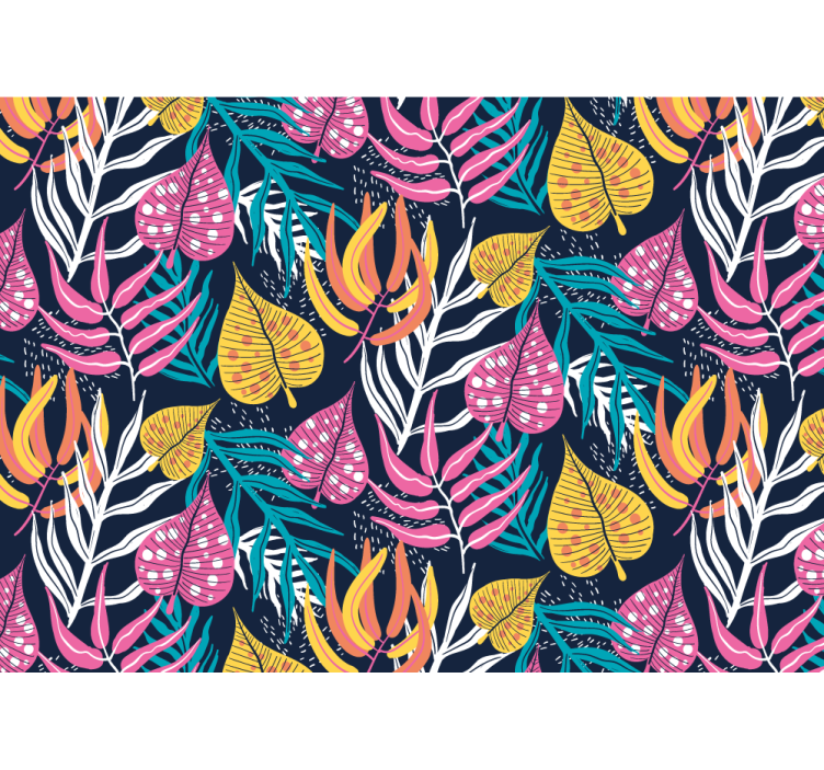 Kitchen roller blind with multicolor leaves on blue - TenStickers
