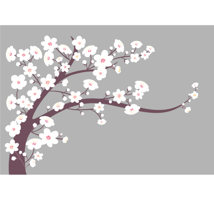 Kitchen roller blind white flowers on gray - TenStickers