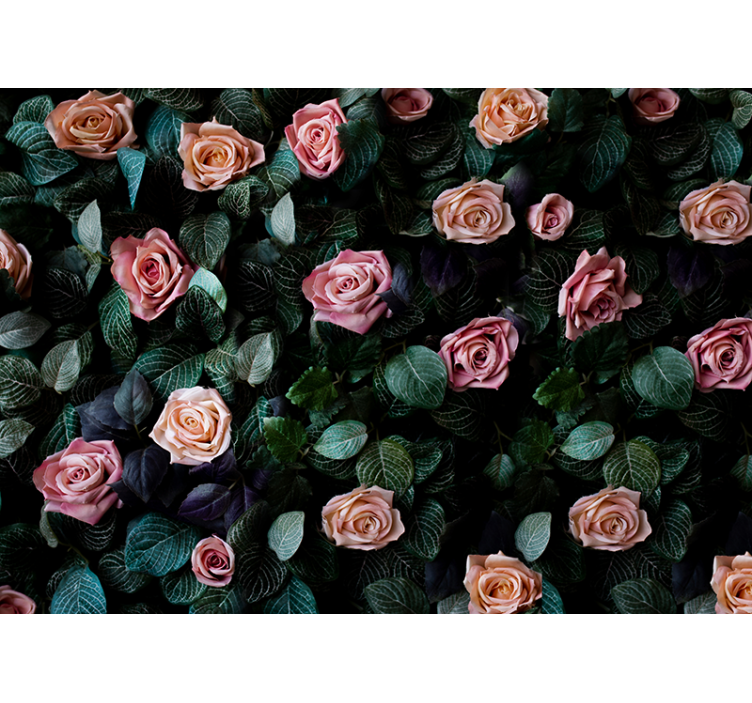 Kitchen roller blind pink coral roses - TenStickers