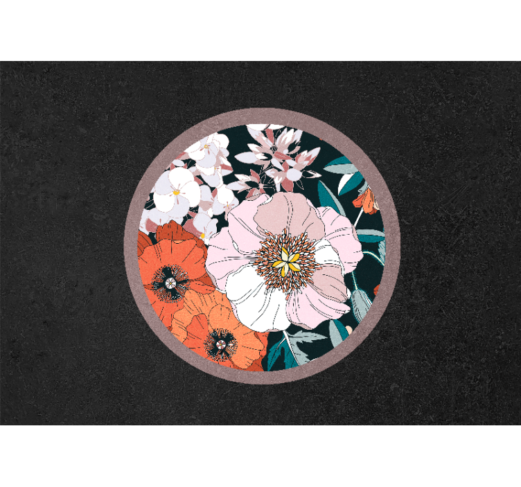 Kitchen roller blind puppy flowers in a circle - TenStickers